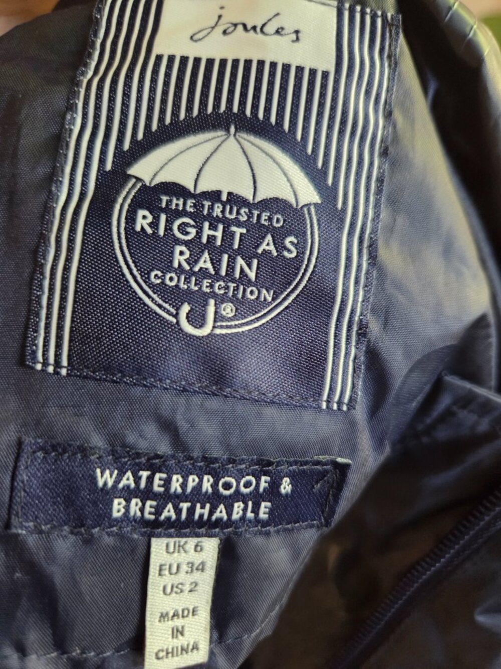 Joules Right As Rain Navy Raincoat Size 2 - Picture 4 of 9